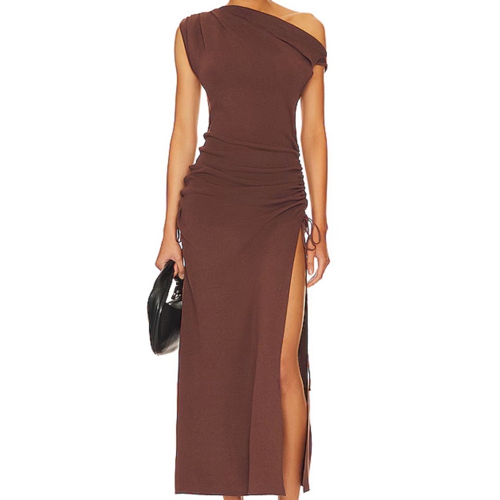 Lioness Chocolate One-Shoulder Dress